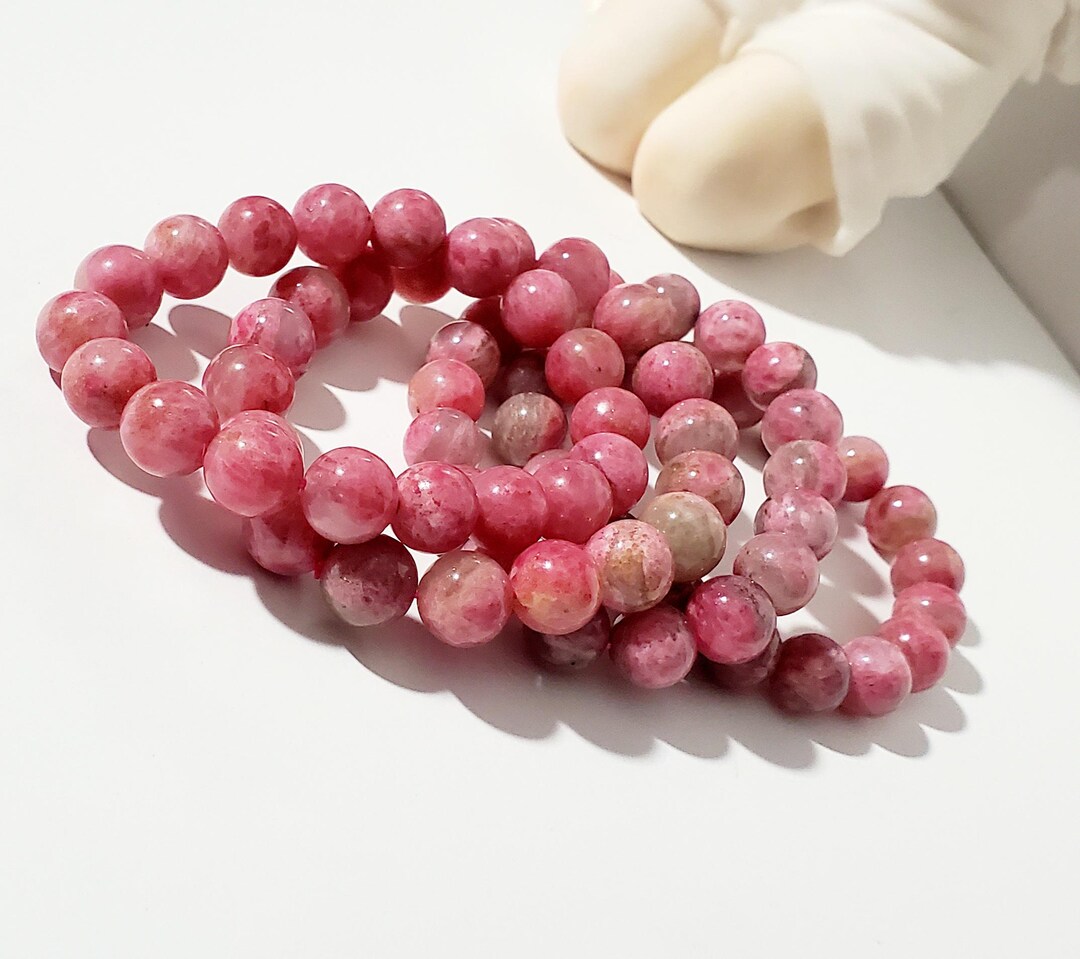 Brazilian Sakura Rhodonite Beaded Bracelet | Love, Compassion ...