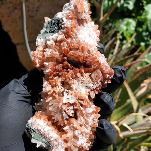 Red feather Calcite Cluster Mineral Specimen Hubei 446g