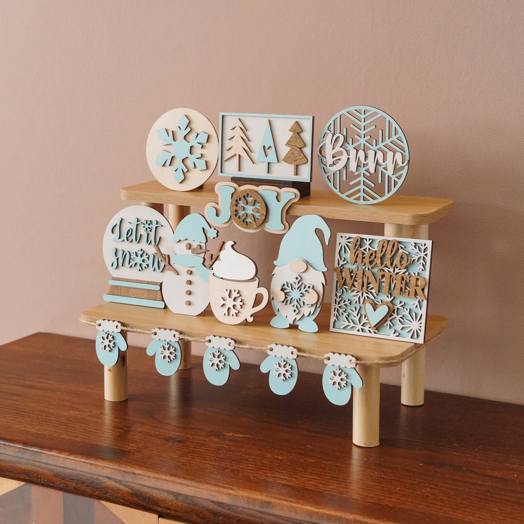 Wood Christmas Tray Decor Wooden Snowman Rustic Christmas Etsy