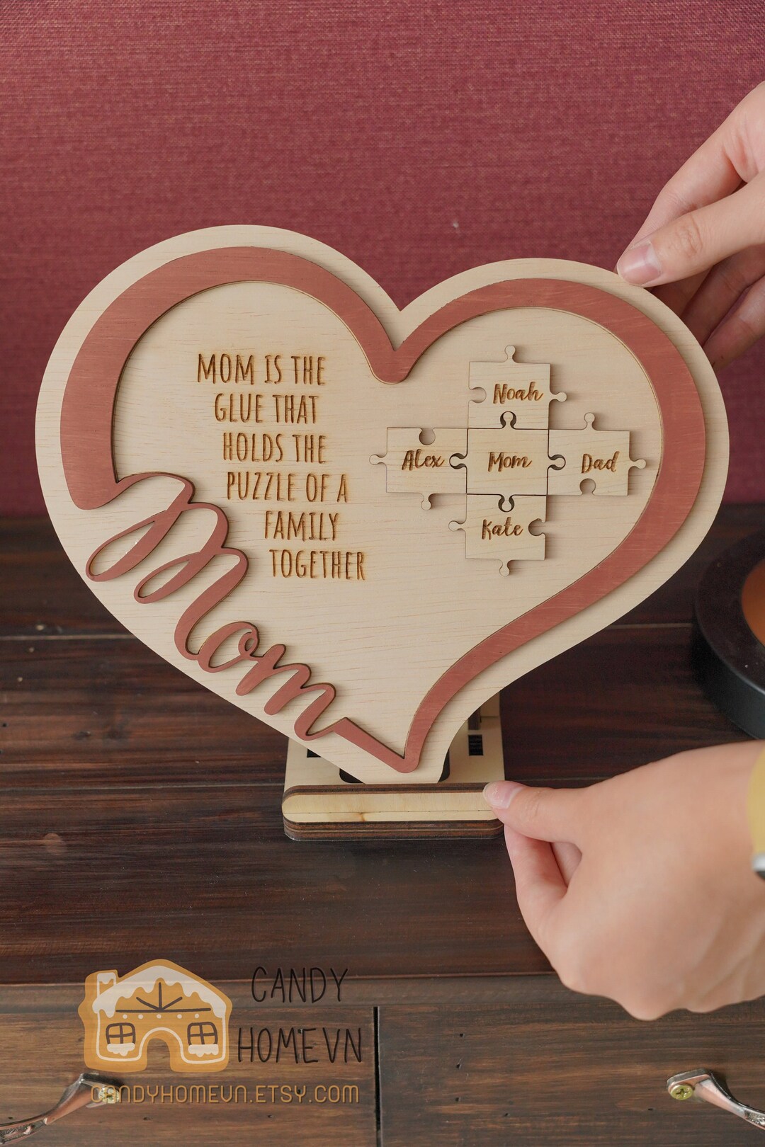 Mom Wood Sign Gift Ideas for Mom Wood Puzzle Sign Mothers - Etsy