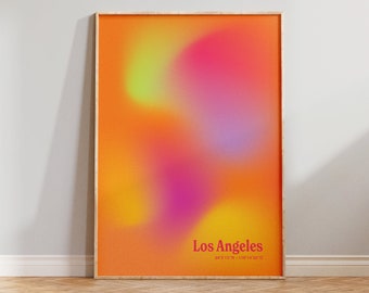 Los Angeles gradient print trendy, Contemporary abstract art, 70's retro, Colorful city prints, Aura wall art, New home print, Danish decor