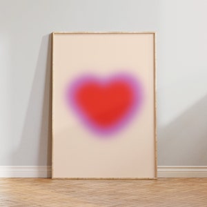 Pink heart gradient, Aura poster, Grainy Gradient Love, Digital Download, Modern wall print, Printable art, Spiritual poster, Pink aesthetic