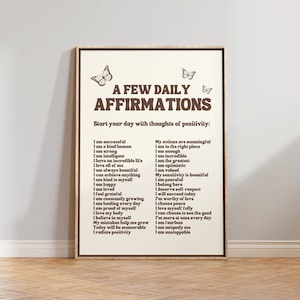 Daily Affirmations Wanddruck, Positives Poster, Retro Wand dekor, Digitaler Download Druck, druckbare Kunst, Ästhetisches Raum Dekor