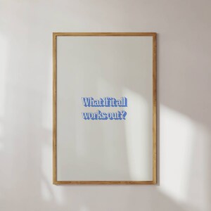 ¿Qué pasa si todo funciona póster, Cita retro de moda de arte mural, Cita motivacional de salud mental, Impresión de sala de estar, Descarga digital