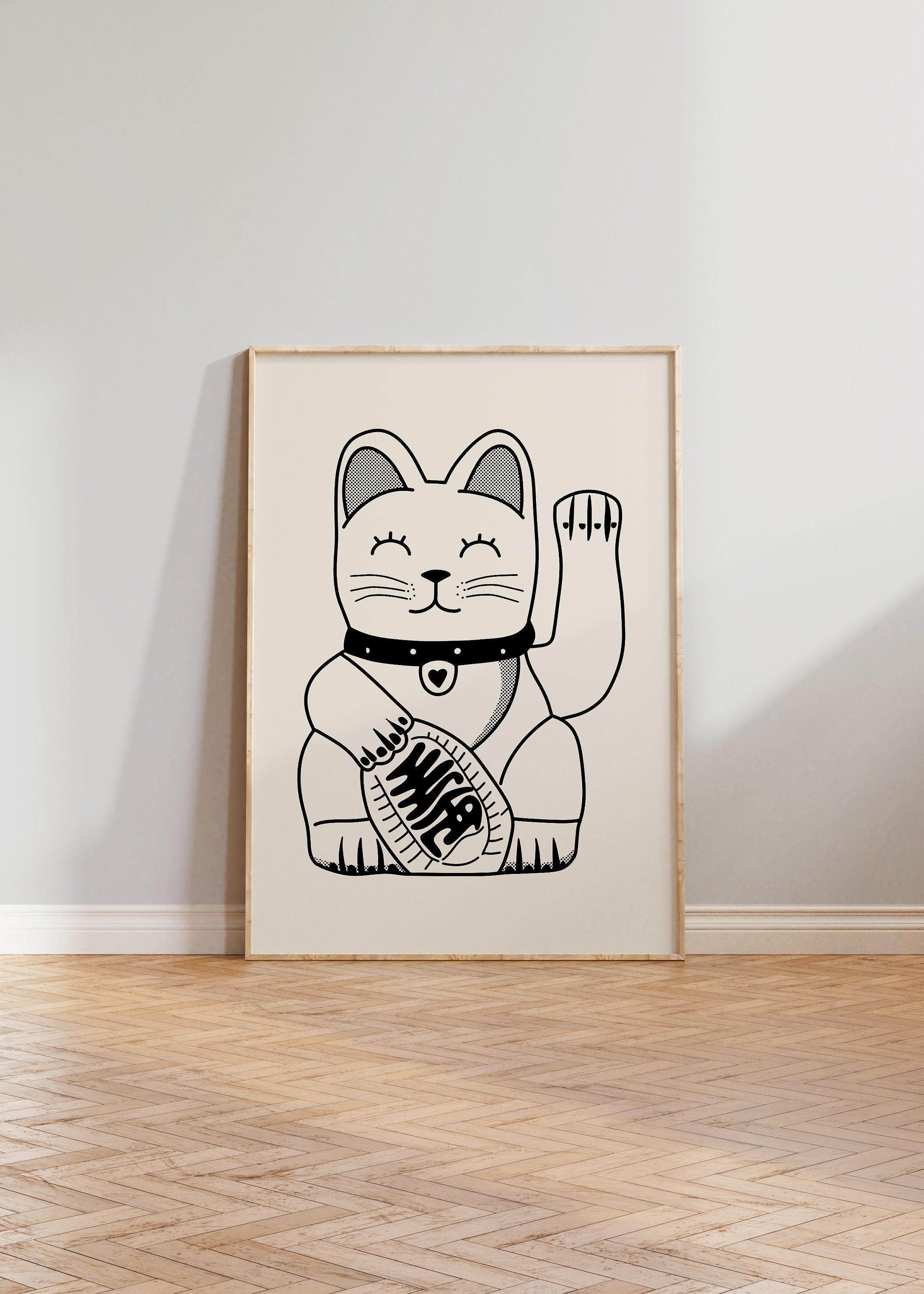 Japanese Lucky Cat Wall Art Print, Gift for Cat Lover, Chinese Good Luck,  Modern Home Decor, Trendy Posters, Maneki Neko, Digital Download -   Canada