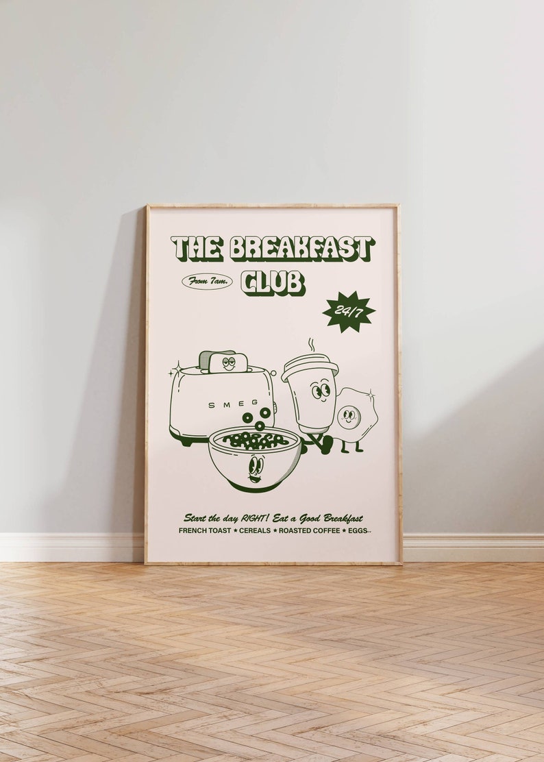 Retro Kitchen Wall Art Print the Breakfast Club Characters Etsy