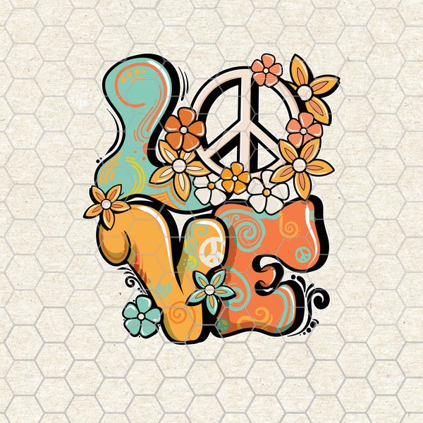 Peace Sign Love 60s 70s Costume Groovy Hippie Theme Party PNG