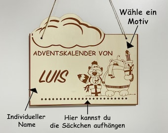 Personalisierter Adventskalender mit Name, Adventskalender aus Holz, Advent, Handgemachter Adventskalender, Adventskalender für Kinder