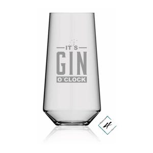 Ginglas mit Gravur – It’s Gin o’clock – Geschenk für Gin-Liebhaber – graviertes Glas – Gin Glas 450ml – personalisiertes Ginglas