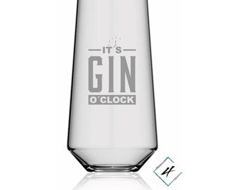 Gin glass with engraving – It’s Gin o’clock – Gift for gin lovers – Engraved glass – Gin glass 450ml – Personalized gin glass