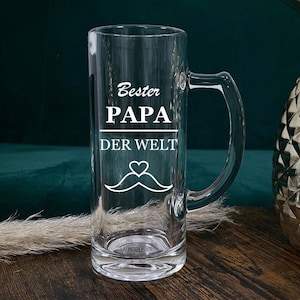 Beer glass with engraving, beer glass for dad, grandpa, uncle etc., men&#39;s gift, beer glass personalized, beer gift, beer glass with handle & engraving