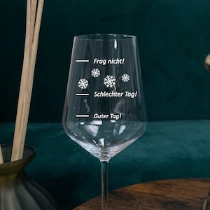 Weinglas Winter Edition, Stimmungsbarometer, graviertes Weinglas, Weingeschenk,Geschenk für Weinliebhaber, Weinglas mit Stimmungsbarometer