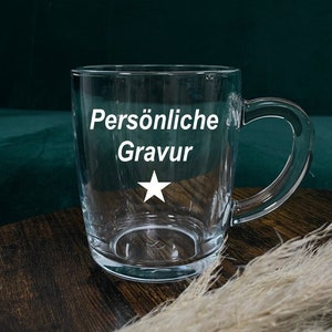 Glastasse mit Gravur, Tasse mit Namen, gravierte Glastasse, Persönliches Geschenk, Glühweinliebhaber Geschenk, Lieblingstasse mit Gravur