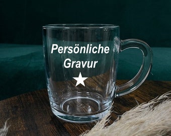 Glastasse mit Gravur, Tasse mit Namen, gravierte Glastasse, Persönliches Geschenk, Glühweinliebhaber Geschenk, Lieblingstasse mit Gravur