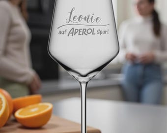 Verre Aperol gravé – Sur la route de l'Aperol – Verre à spritz personnalisé – Cadeau pour les amateurs d'Aperol – Verre d'été gravé avec un nom - Aperol