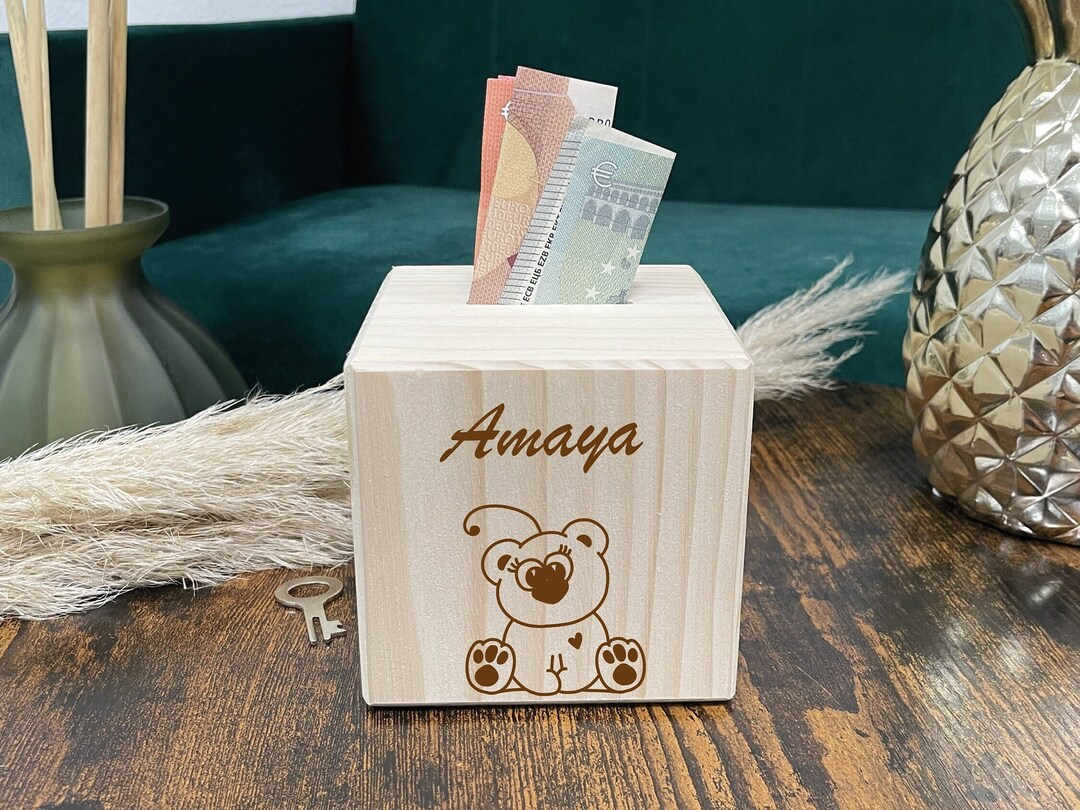 Personalized Money Box Money Box Baptism Gift Child Baby Etsy