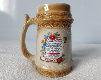 Beer mug of the 1980s, ceramic mug, beer gifts, stoneware mug, stoneware, vintage, beer stein, pottery mug, retro mug, ceramic dishes.
