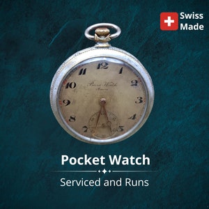 Antique Pocket Watch Bura Watch Ancre Swiss Made, Serviced and Runs, Gift for Him, Open Face, a Unique Collector&#39;s Item, 1870s - 1920s gift