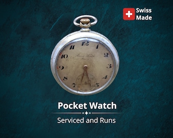 Antike Taschenuhr Bura Ancre Schweizer Herstellung, gewartet und läuft, Geschenk für Ihn, offenes Gesicht, ein einzigartiges Sammlerstück, Geschenk der 1870er - 1920er Jahre