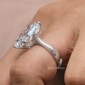 16 CT Elongated Cushion Cut Moissanite Engagement Ring 14k Solid Gold Cathedral Solitaire Bridal Cocktail Wedding Ring Gift for Her