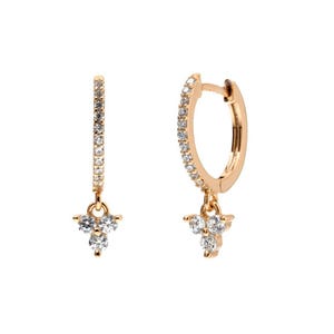 diamond huggie hoop earrings with charm,14k gold hoops,diamond drop dangle,charm hoop earrings,mini,tiny hoop earrings•diamond earrings,gift