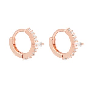 Diamant Huggie Hoop, 585 Gold Creolen, Diamant Helix Creolen, Geschenk, Knorpel Ohrring, Knorpel Ohrring, Knorpel Ohrring, Knorpel Ohrring