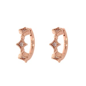 Diamond Huggie Hoop Earrings 14k Solid Gold, Mini Diamond Hoops, Tiny Gold Hoops, Small Hoop Earrings, Dainty Gold Gift for Her