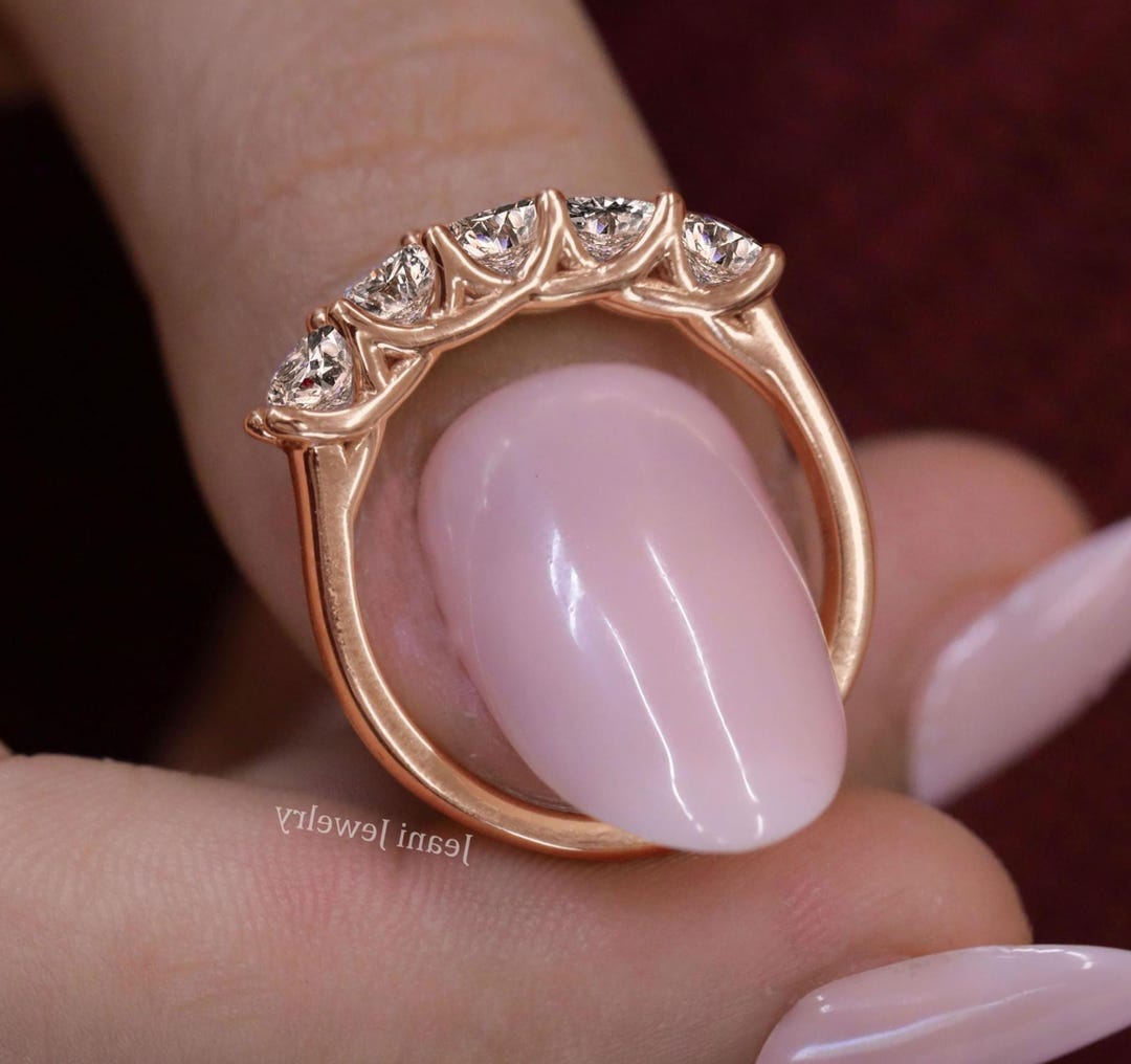 Moissanite Wedding Band 14k Yellow Gold Half Eternity Engagement Ring ...