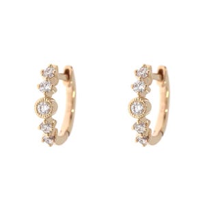 14K Gold Diamond Huggie Hoop Earrings Tiny Hoop Earrings Gold Huggie Earrings Diamond Cartilage Hoop Dainty Gold Hoop Earrings