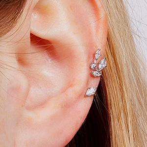 Ear Cuff sin perforación, ear cuff de hoja, piercing falso, ear cuff, aretes ear cuff de oro macizo de 14 k, piercing falso de hélice, ear cuff falso, anillo falso de hélice