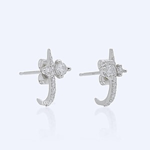 diamond huggie earrings,diamond huggies,14k solid gold huggie earrings,half open huggie hoop earrings,ear hugger,diamond Cartilage Earring