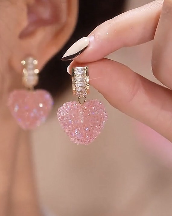 Cute 3 Pairs/Set Pink Color Flower Peach Stud Earrings Women