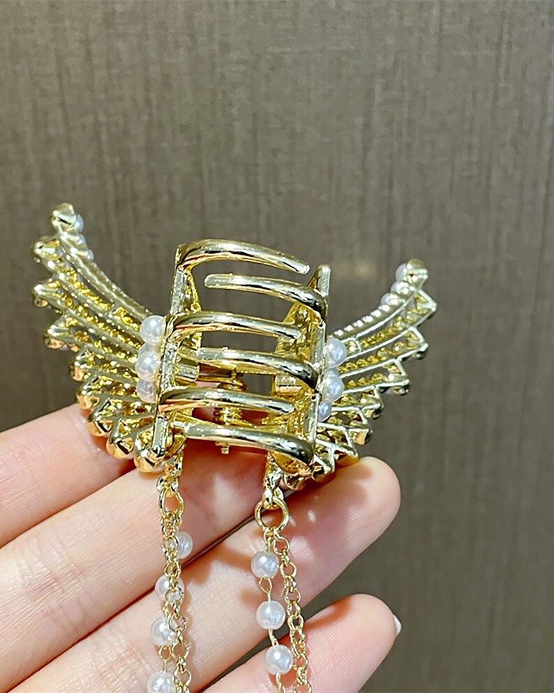 3D Hairpin Hair Claw Butterfly Wings Tie Pearl Tassel Grab Etsy