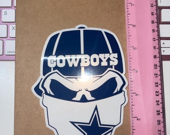 Dallas Cowboys Skull Stickers Waterproof Vinyl Decal Holographic Football Gift for Him We Dem Boys Star Trendy
