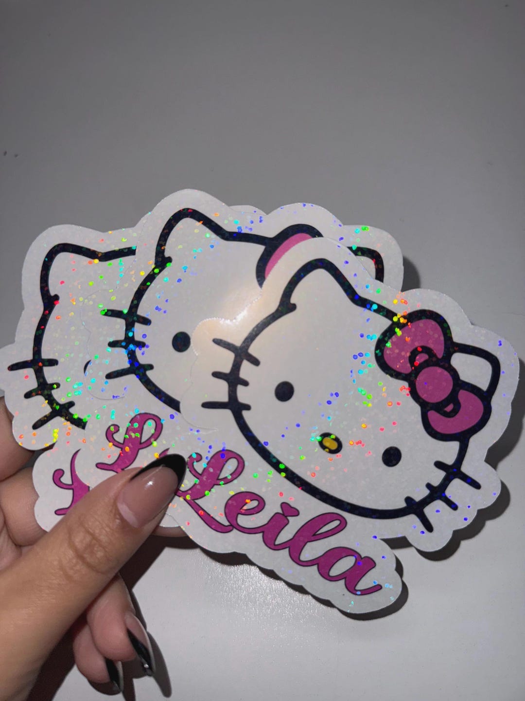 Waterproof Hello Kitty Name Sticker, Holographic Vinyl Decal - Etsy