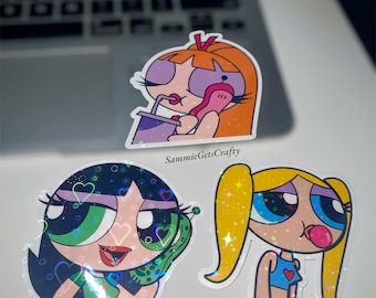 blossom, buttercup, bubbles | teen powerpuff girls stickers | girly gifts | birthday labels | sticker girl | cartoon stickers |