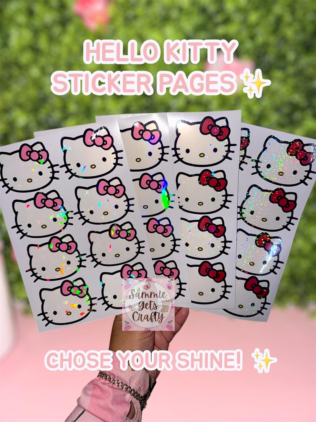 Hello Kitty Holographic Sticker 3” Sticker – Choose Your Own Shine ...