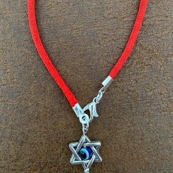 Star of David bracelet, silver star of David, red bracelet for women, Bat Mitzvah gift, Jewish, Hebrew Jewelry from Israel, spiritual jewel