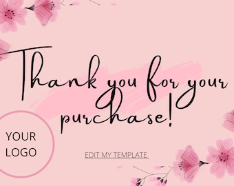 Small Business Thank You Card Template,  Editable Business Thank You Card Thanks For Your Purchase Card, Printable Thank You Package Insert