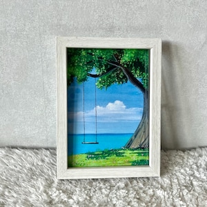 Impression d'art peinture gouache - art ghibli - cartes postales - enveloppe - océan - verdure - nuages - art mural - décoration intérieure - cadeaux uniques