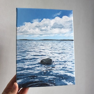 Original Oil Painting: Coastal Serenity, Stockholm Seascape (24 X 18 cm)