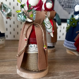 Земляная славянская кукла-мотанка - ручная работа, народное искусство, статуэтка в натуральных тонах