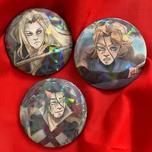 Castlevania Holo Pin Badges: Alucard, Trevor, Sypha - Anime Vampire Horror
