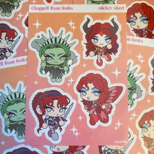 Chappell Roan Sticker Sheet: Iconic Outfits, Lesbian LGBT Pop Music