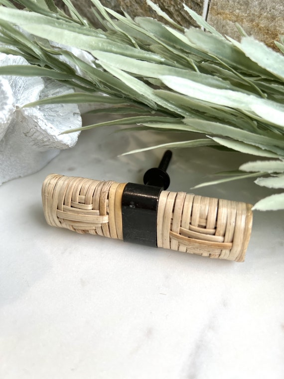 Diamond Rattan Pull Rattan Knob Wood Rattan Furniture Pull Etsy