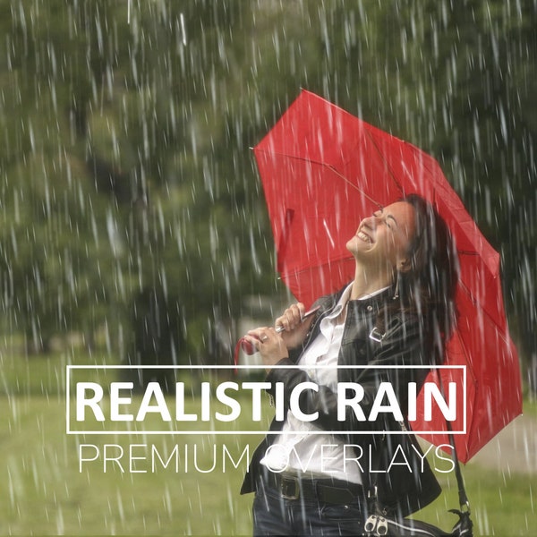 30 Realistic Rain Overlays, Rain Photoshop Overlays, Falling Rain Photographic Effect, Rain Showers