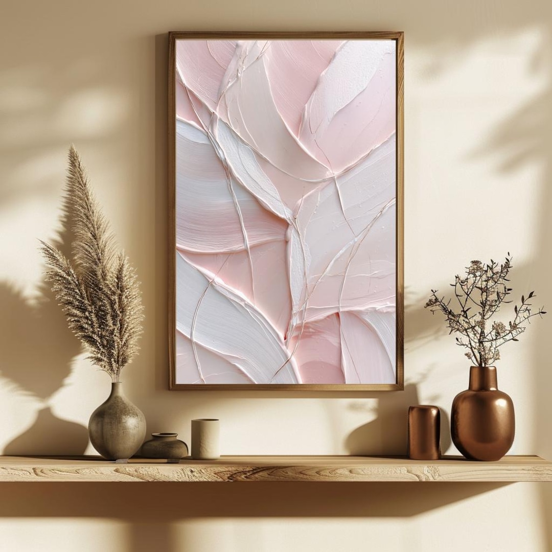 Modern Abstract Pink and White Art Print | Elegant Home Decor (digital ...