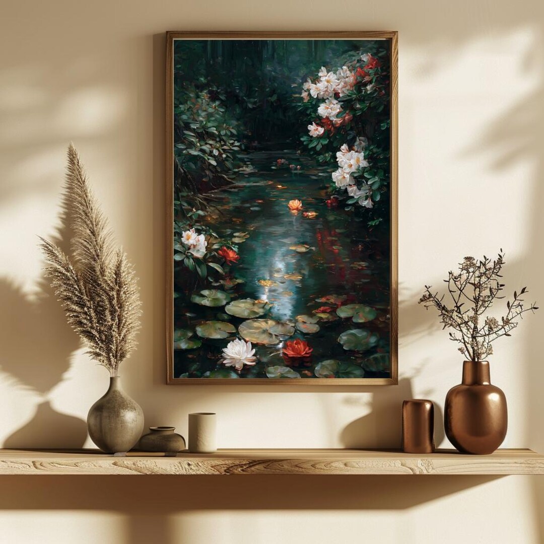 Tranquil Water Lily Pond - Elegant Floral Wall Art Print for Modern ...