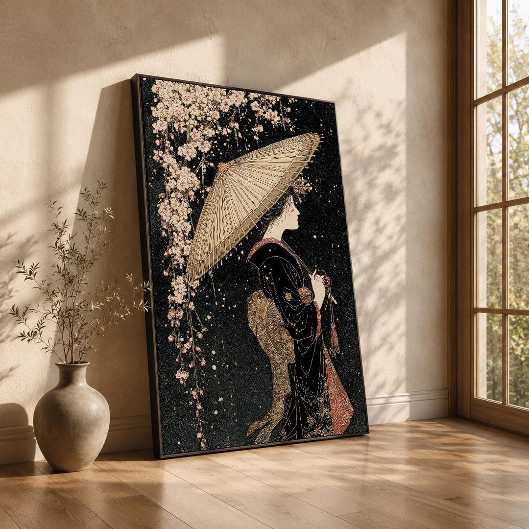 Japanese Woman in Kimono Ukiyo-e Canvas Wall Art for Zen Room Decor - Etsy