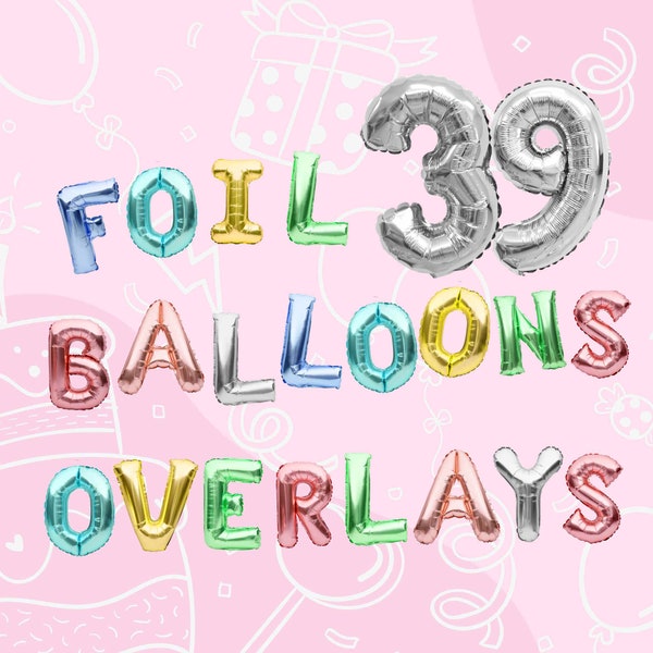 REALISTIC Foil Balloon Letters & Numbers Overlays For Birthday Party Wedding, Gold Blue Red Rose Gold Cyan Green Silver Colors